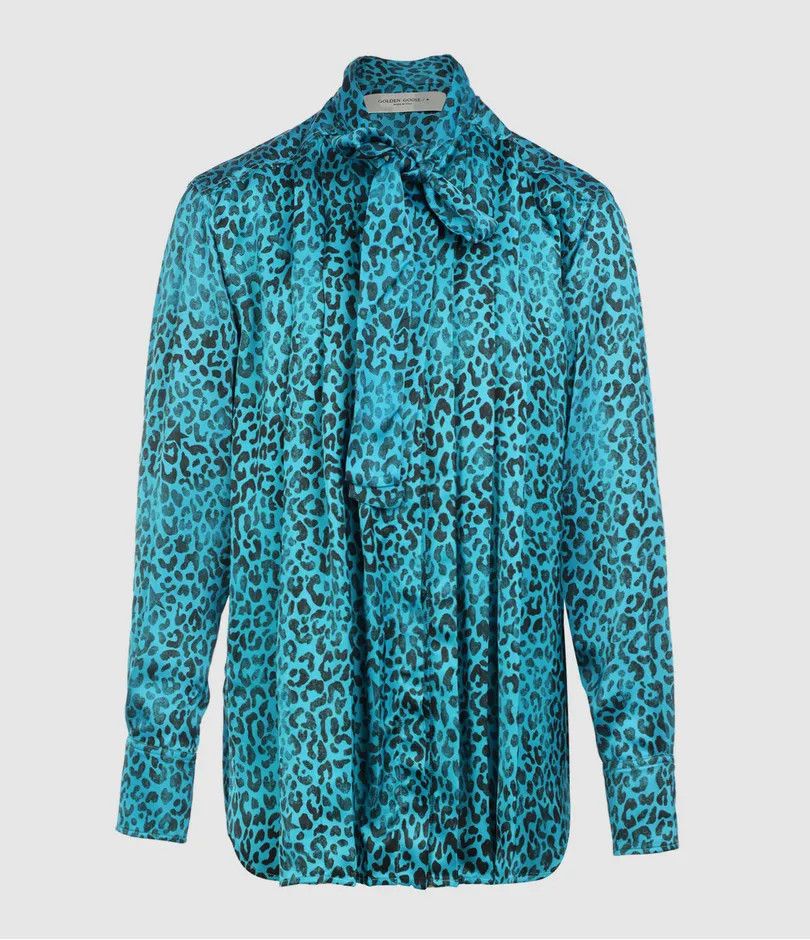 Golden Goose o1y0825 Leopard-print Patterned Shirt in Blue/Black Size S / US 4 / IT 40 - 1 Thumbnail