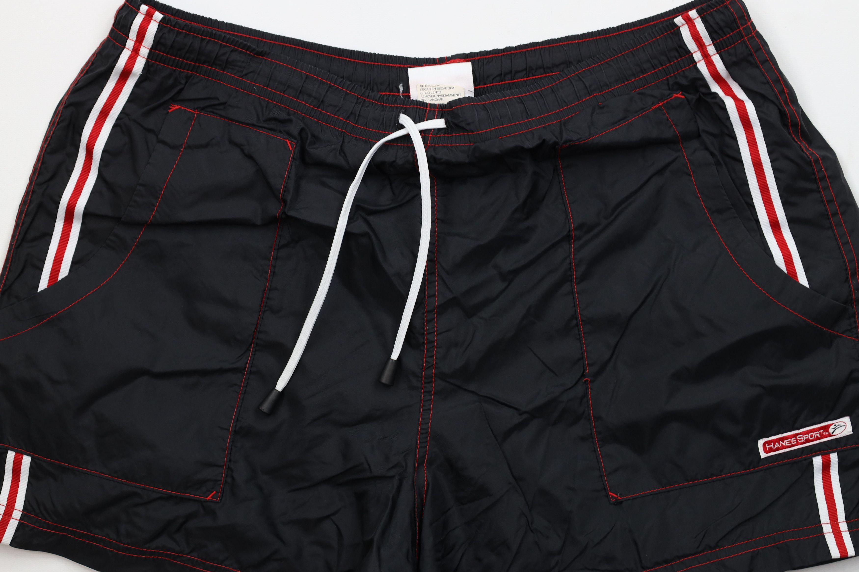 Hanes × Vintage Vintage 90s Hanes Lined Above Knee Shorts Black Nylon Size US 34 / EU 50 - 3 Thumbnail