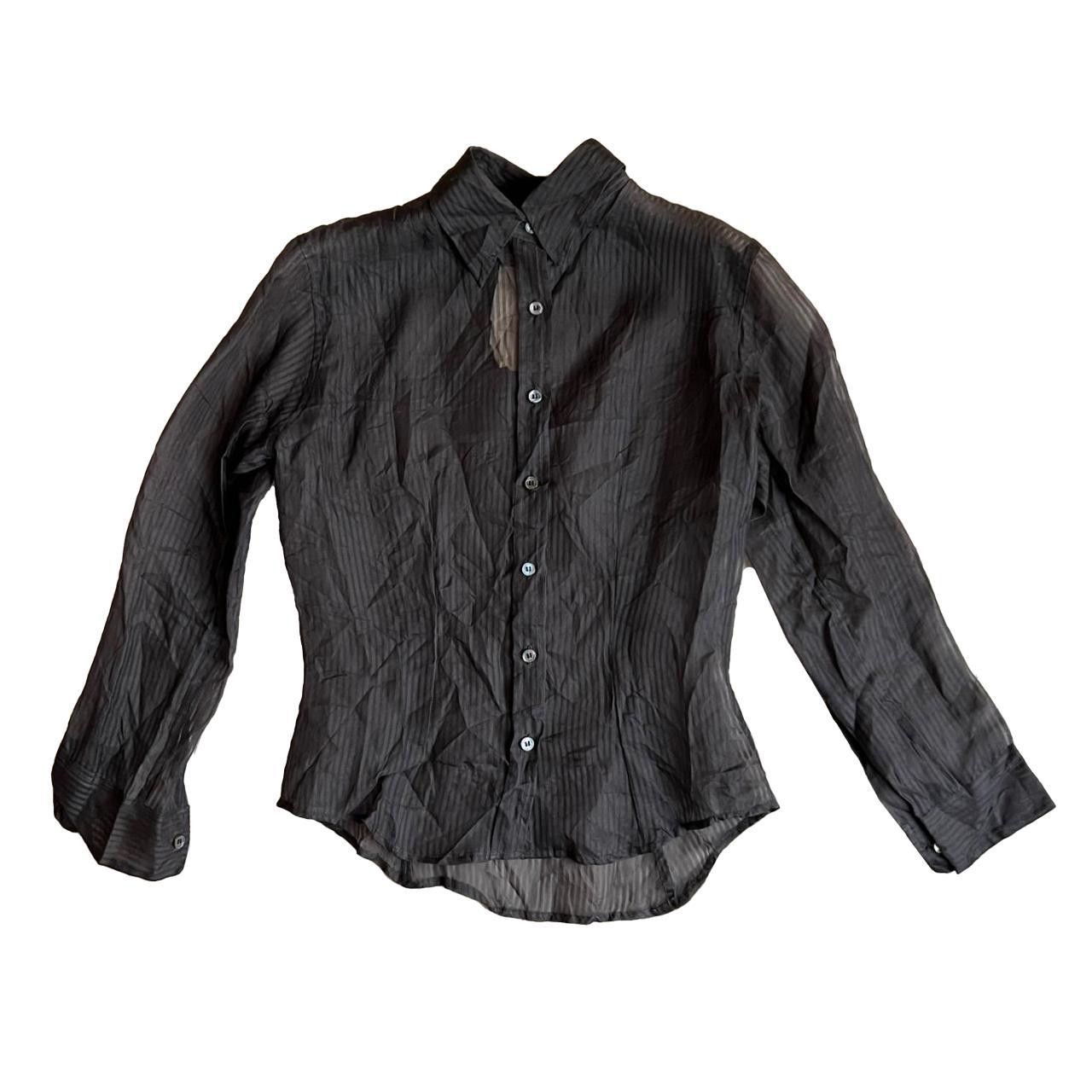 image of Paul Harnden Shoemakers Paul Harnden 100% Silk Striped Shirt in Black, Women's (Size XS)