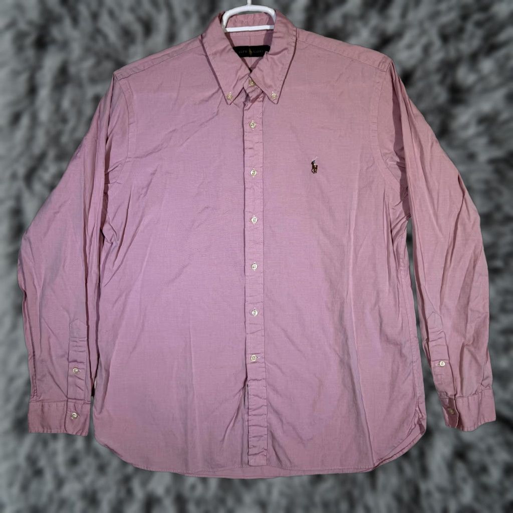Ralph Lauren Ralph Lauren Shirt Mens 17 Pink Long Sleeve Button Down Dress Oxford Classic Shirt Men Pink 100% Cotton Size 46R - 1 Thumbnail