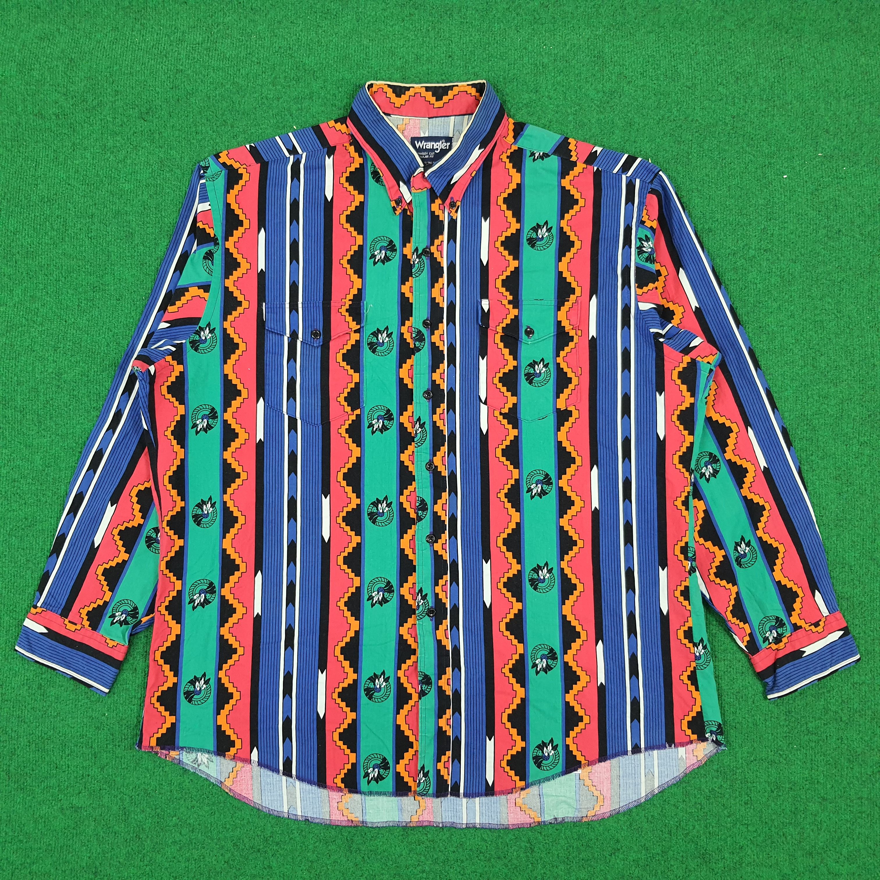 Vintage × Wrangler Vintage Wrangler Strips Western Style Button Up Shirt Size US XXL / EU 58 / 5 - 1 Thumbnail