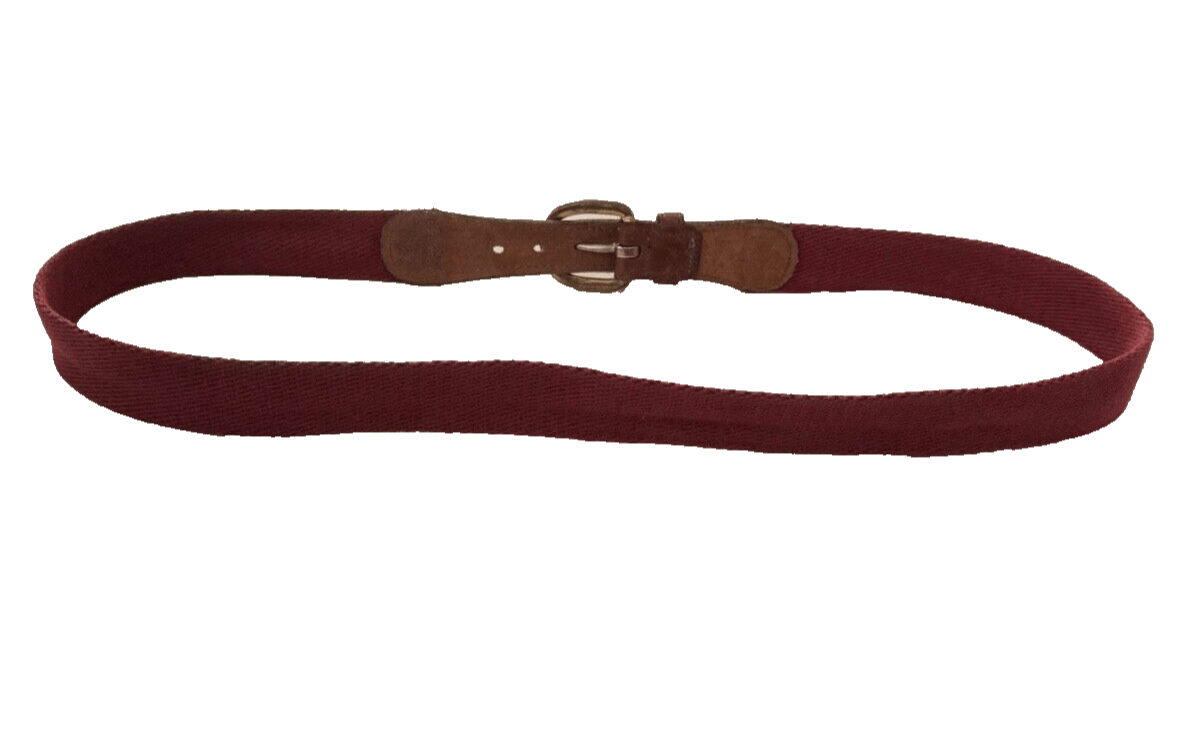 Trafalgar Trafalgar Men's 36 Belt Woven Cotton Red Tan Leather Brass Size 36 - 5 Thumbnail
