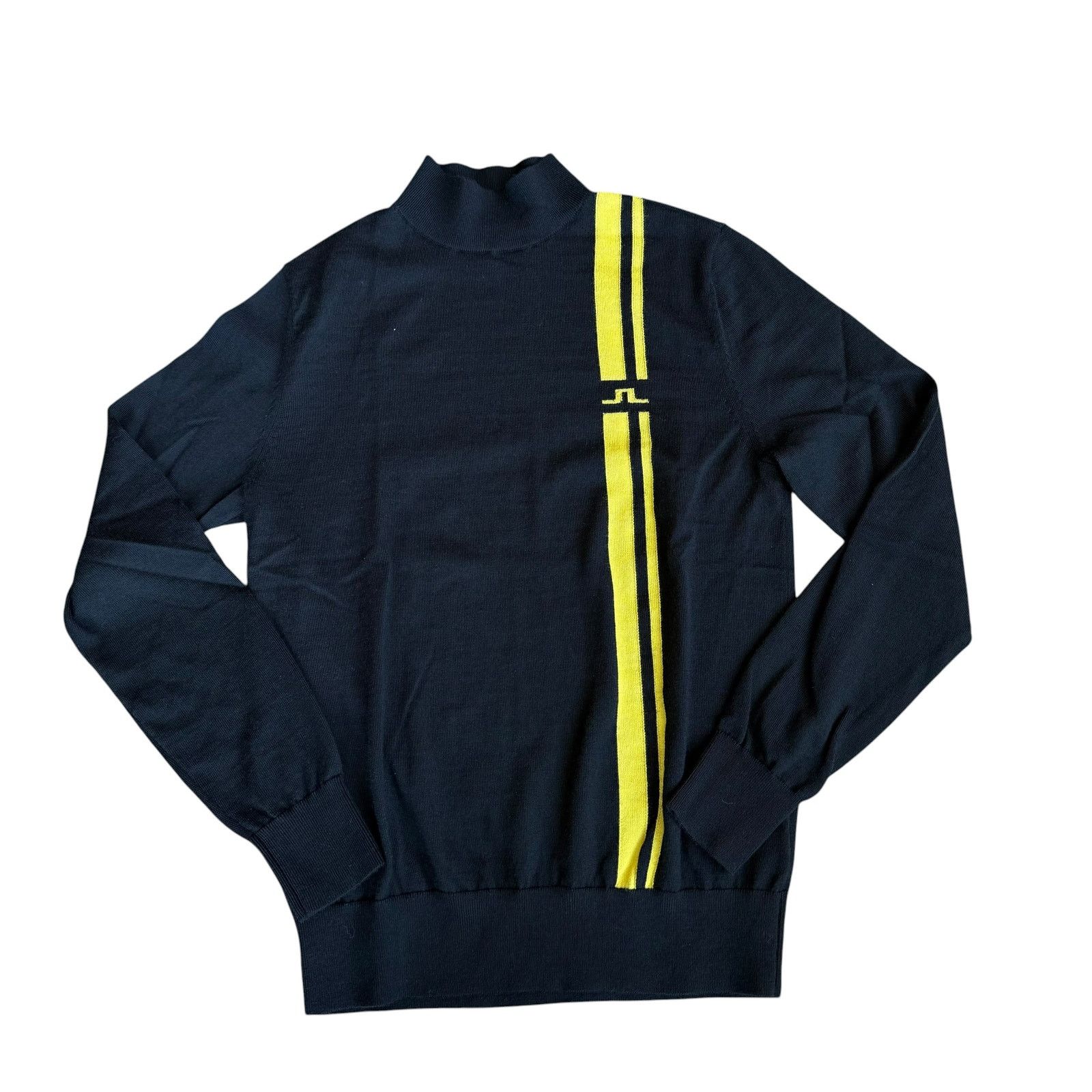 J.Lindeberg J Lindeberg Black Yellow Stripe Turtleneck Sweater Medium Size US L / EU 52-54 / 3 - 1 Thumbnail