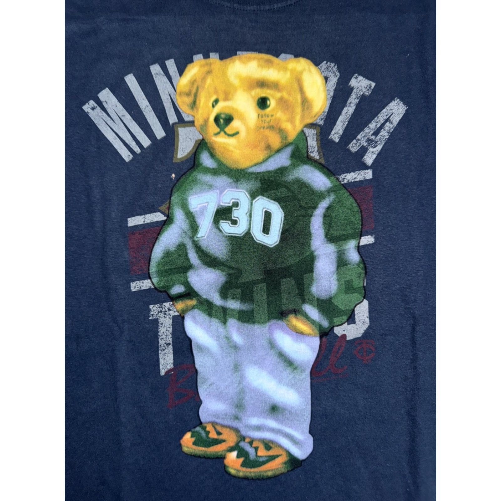 Vintage Asspizza Teddy Bear Graphic T-Shirt Navy Large Mens Short Sleeve Crew Neck Cotton Vintage-Style 21x28 Size US L / EU 52-54 / 3 - 2 Thumbnail