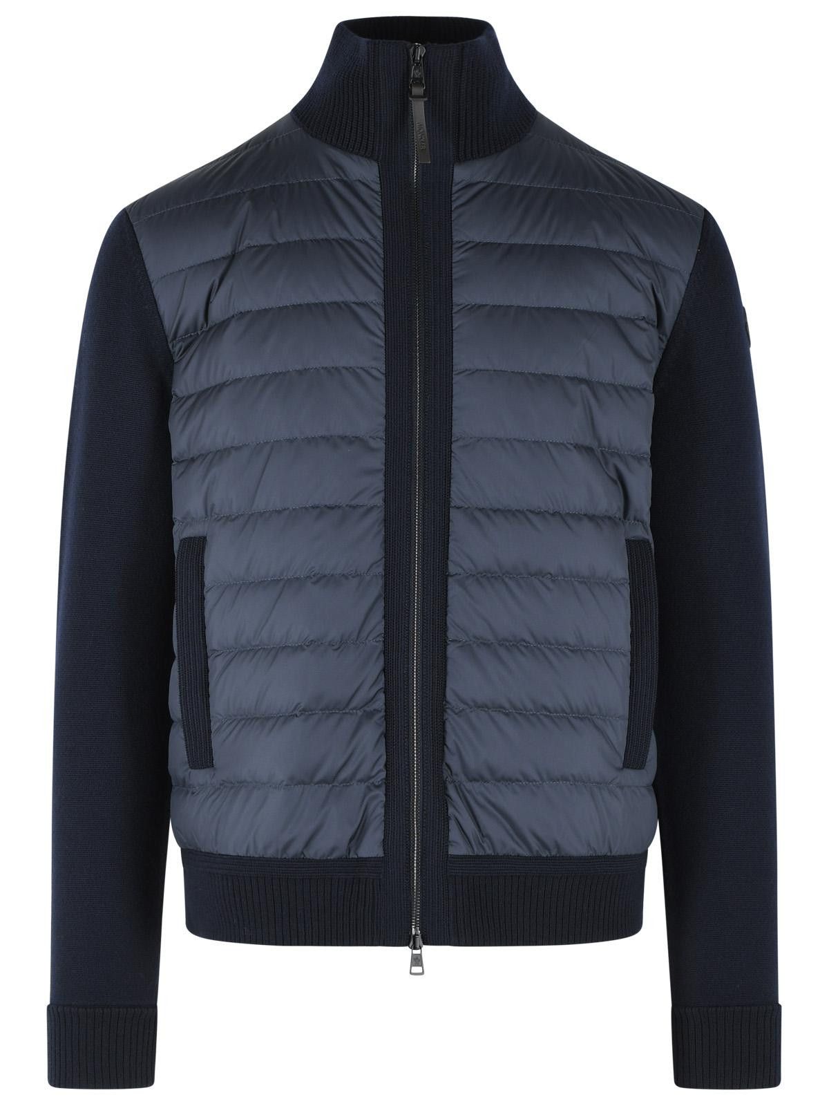 Moncler MONCLER Padded Virgin Wool Cardigan With Zip Navy Blue Size US L / EU 52-54 / 3 - 1 Thumbnail