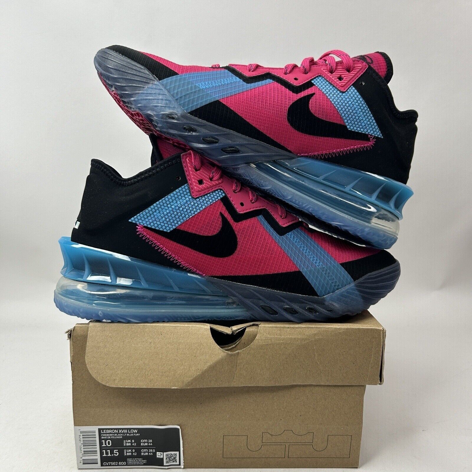 Nike Nike Lebron 18 Low “Neon Nights/Fireberry" 2023 Size US 10 / EU 43 - 1 Thumbnail