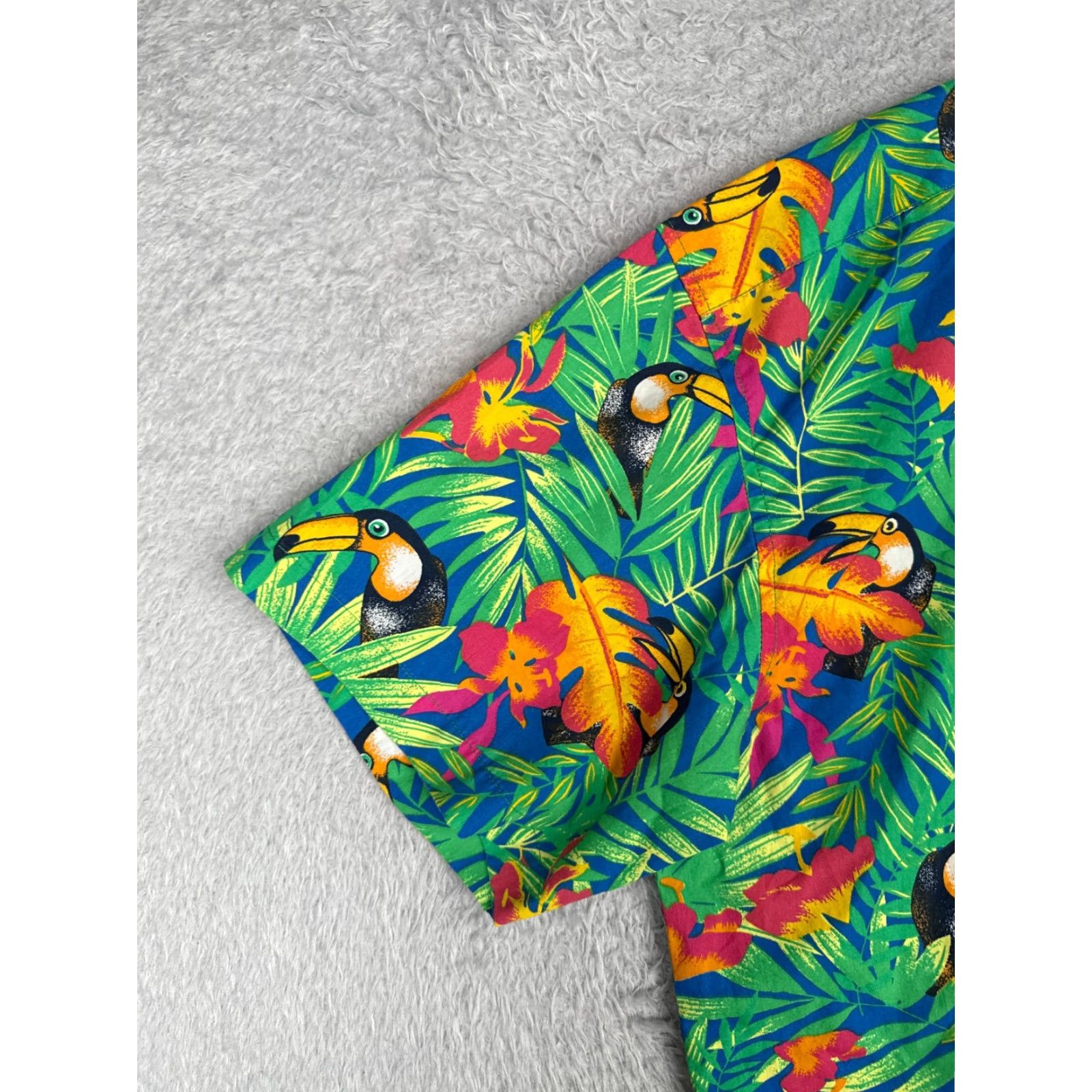 Vintage Blue Generation Button-Up Shirt Men Large Blue Floral Tucan Cotton Blend Size US L / EU 52-54 / 3 - 3 Thumbnail