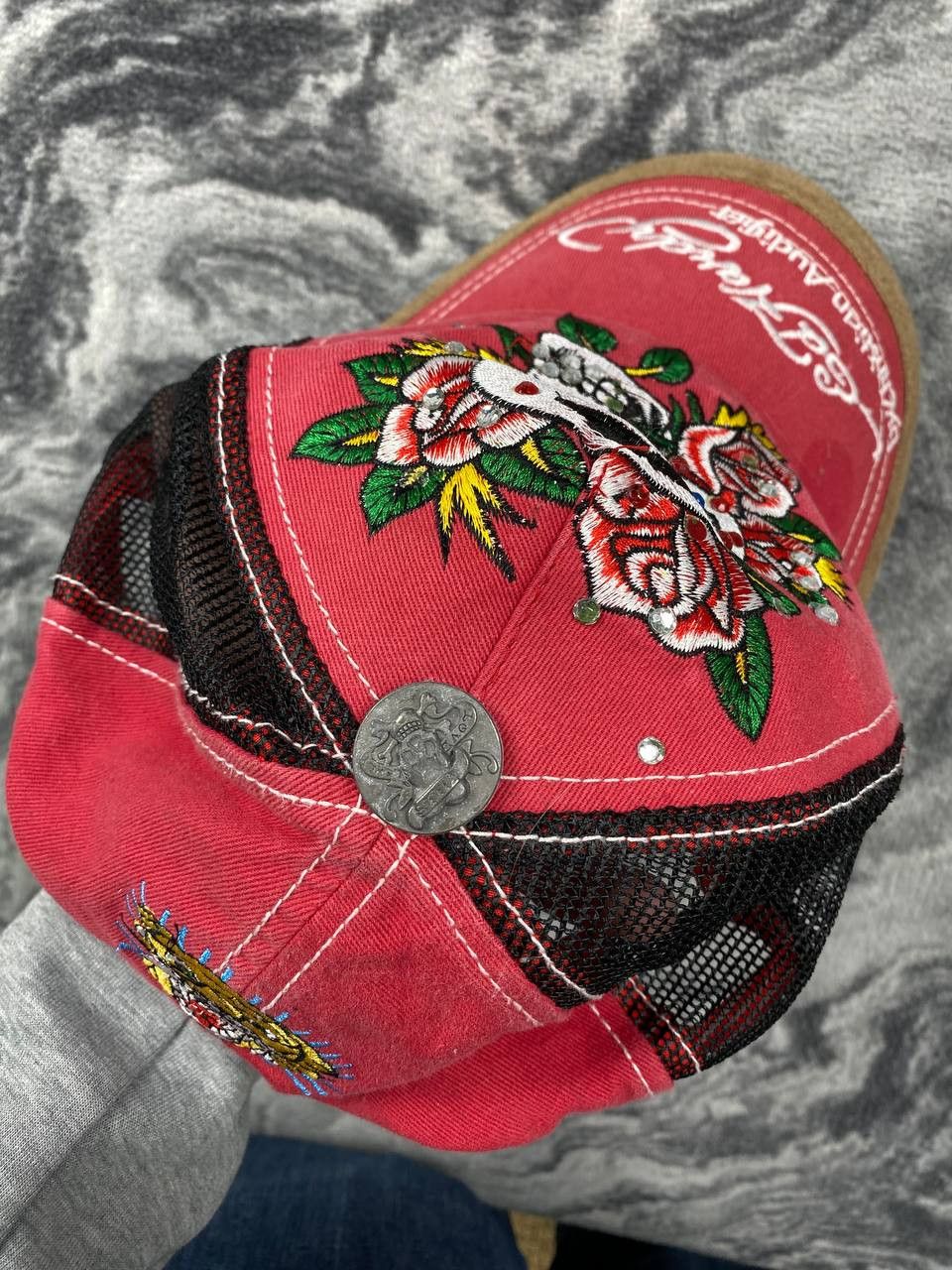 Ed Hardy Ed Hardy by Christian Audigier Eternal Love Cap Hat Y2K Red Size ONE SIZE - 5 Thumbnail