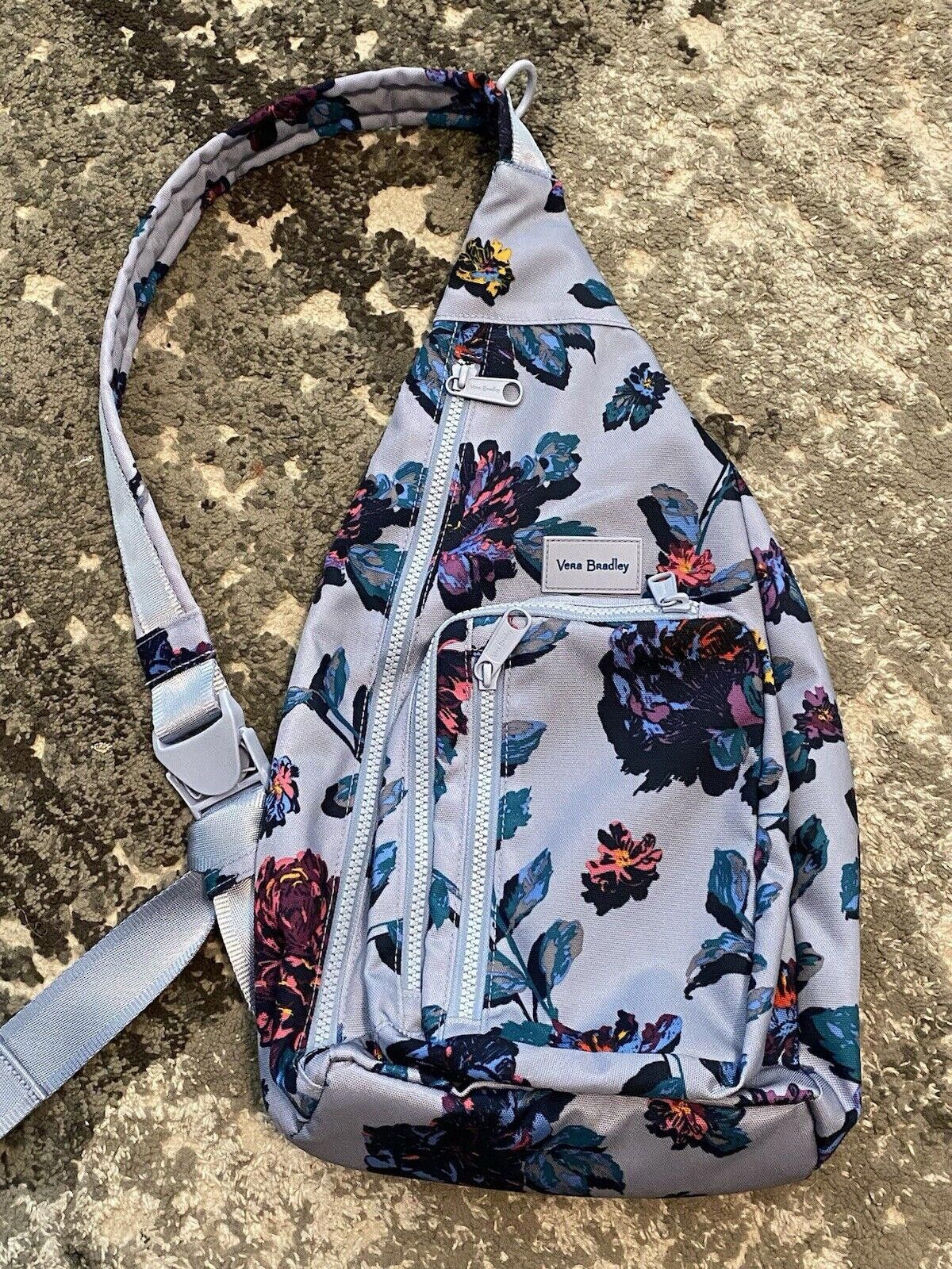 Designer Vera Bradley Sling Backpack Blueberry Floral Flowers MSRP$65 Size ONE SIZE - 1 Thumbnail