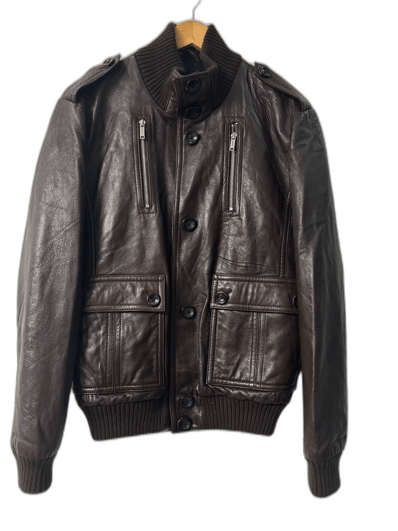 ZEGNA Brown Napa Lambskin Leather Jacket