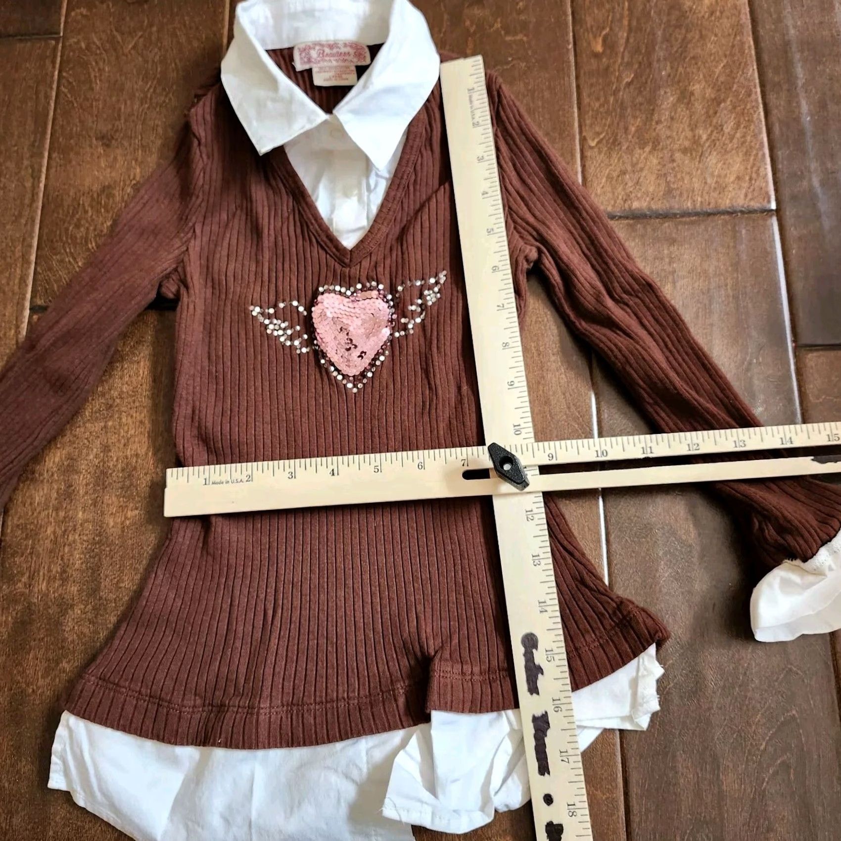 Vintage Beautees Junior Layered Look Preppy Buttons Collar Neck Sweater L Teens Brown Long Sleeve Regular Size L Size L / US 10 / IT 46 - 6 Thumbnail