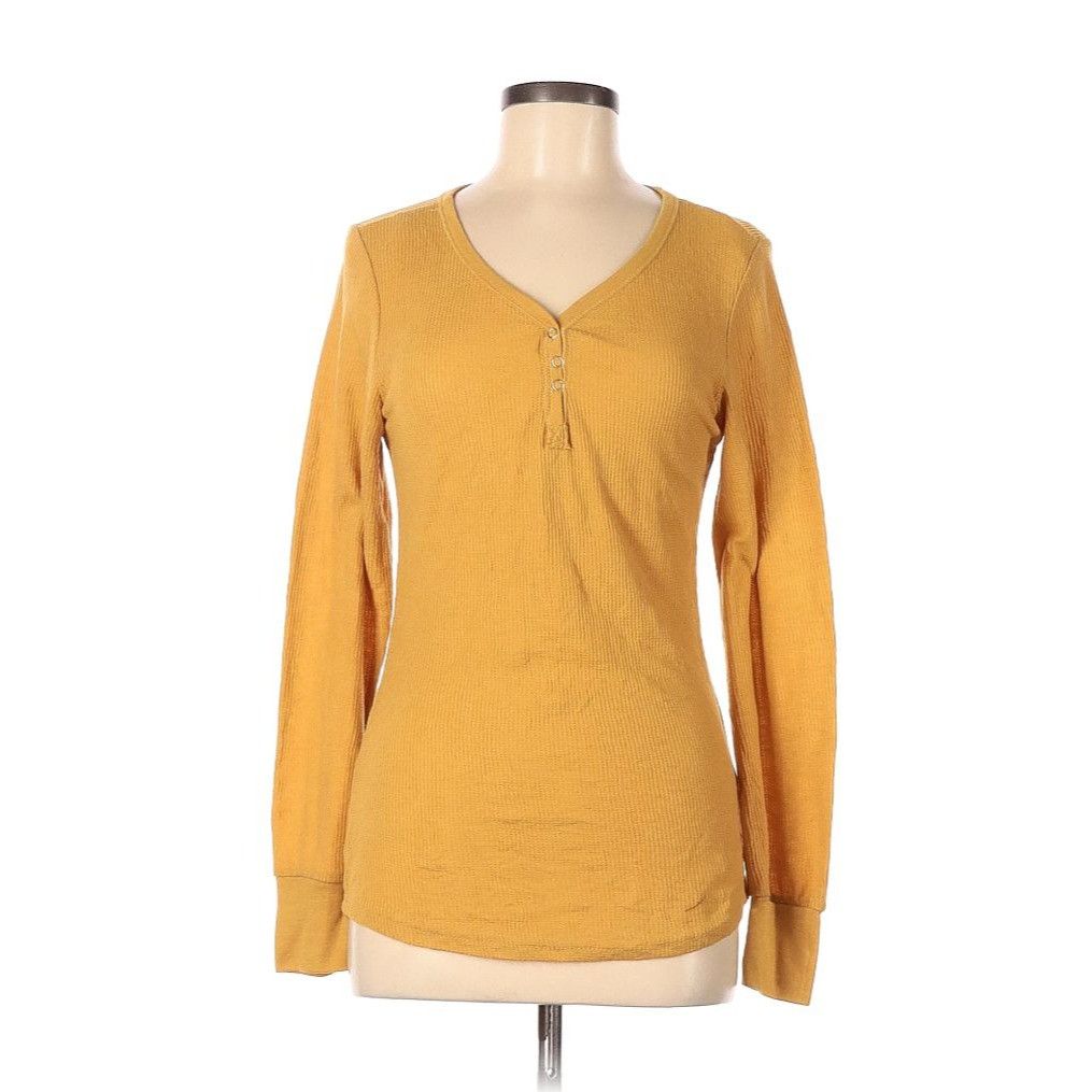 Other Bobby Brooks Women's Mustard Yellow Long Sleeve Henley Top S Size M / US 6-8 / IT 42-44 - 1 Preview