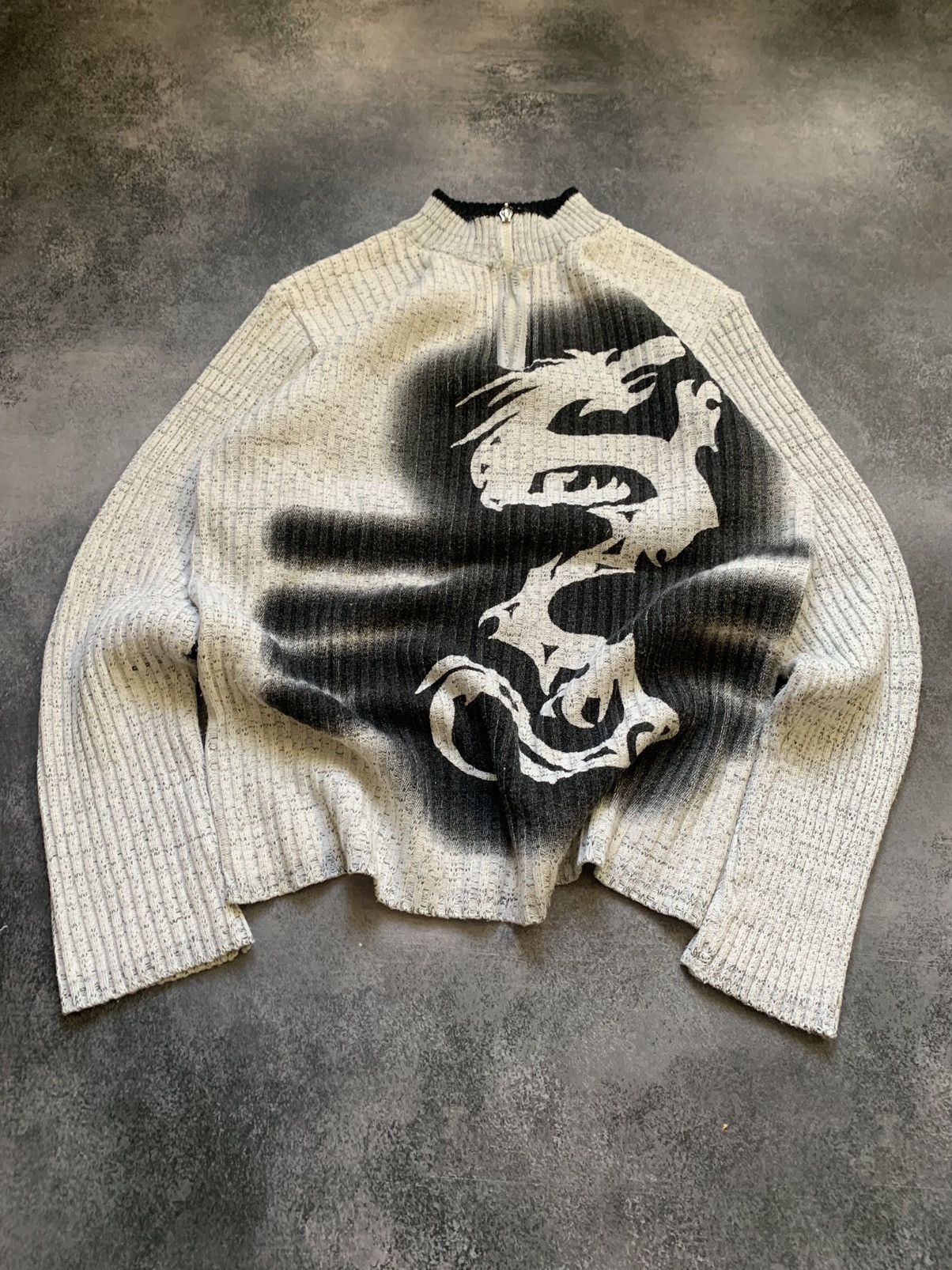 Japanese Brand × Vintage Vintage 90s Japanese Dragon Abstract Sweater Streetwear Y2K Size US L / EU 52-54 / 3 - 6 Thumbnail