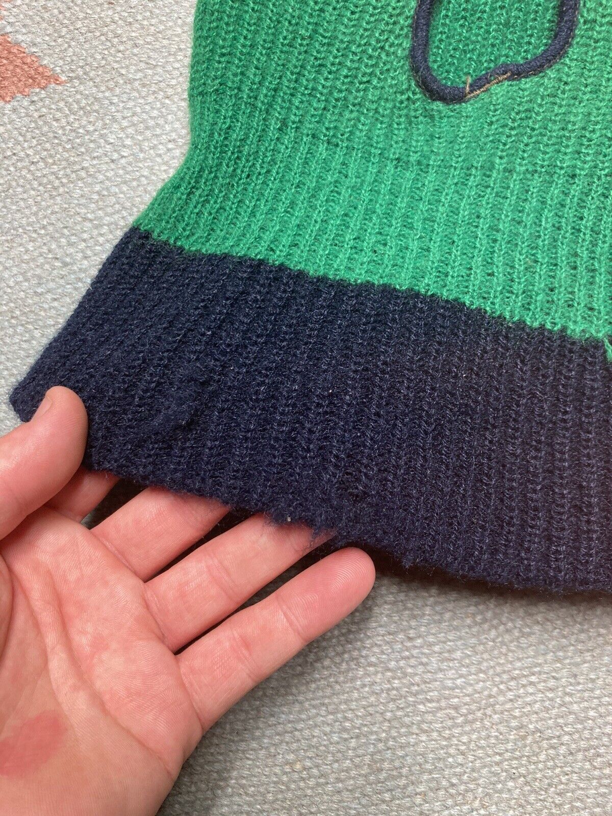 Vintage Ski Mask 3 Hole Robber Knit Balaclava Full Face Beanie 70s Size ONE SIZE - 2 Thumbnail