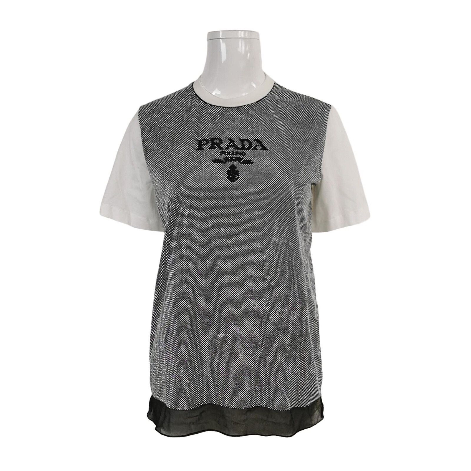 Prada Prada Black and White Short-Sleeve T-Shirt Size XS / US 0-2 / IT 36-38 - 1 Thumbnail