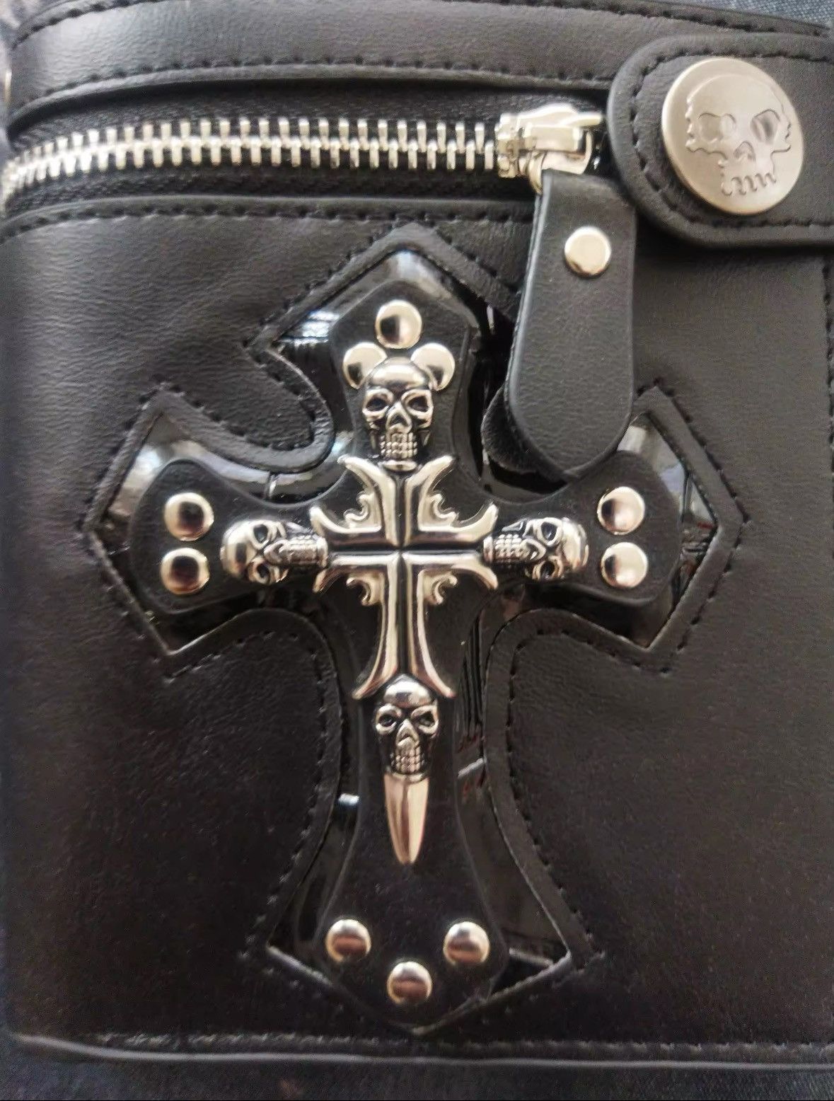 Japanese Brand × Vintage PU Leather Wallet Foldable Rivet Retro Biker Wallet Size ONE SIZE - 3 Thumbnail