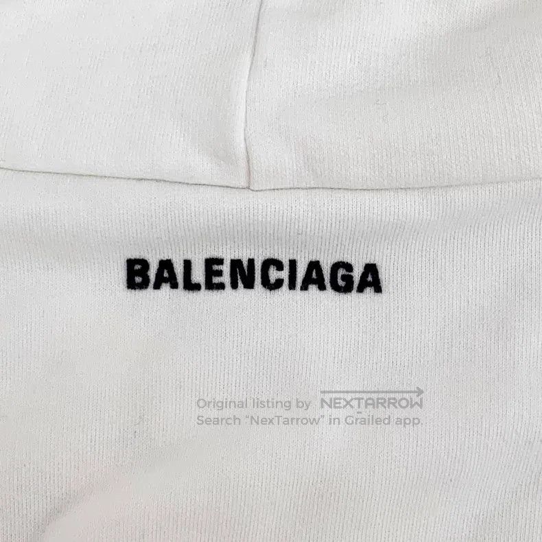 Balenciaga Balenciaga White Cartoon Earth Print Cotton Hooded Long Sl Size US S / EU 44-46 / 1 - 6 Thumbnail