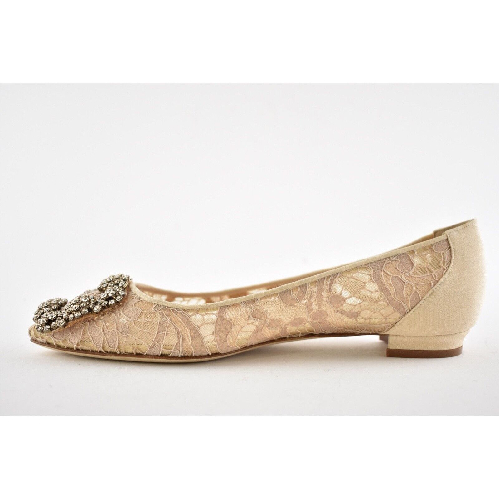 Manolo Blahnik Hangisi Flat Lace Crystal Jewel Buckle Ballerina Ballet 35 Size US 5 / IT 35 - 9 Thumbnail
