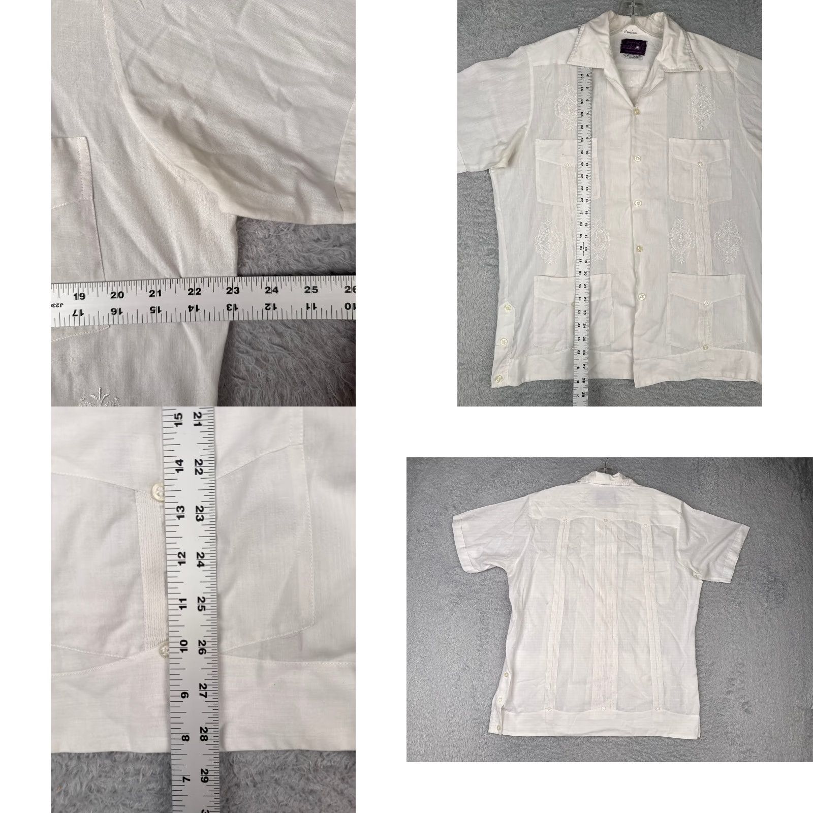 Vintage Tikal Shirt Men 40 White Polyester Blend 4 Pocket Button Up Tikal Hawaiian Aloha Beach Vacation Resort Shirt Mens White Size US L / EU 52-54 / 3 - 8 Thumbnail