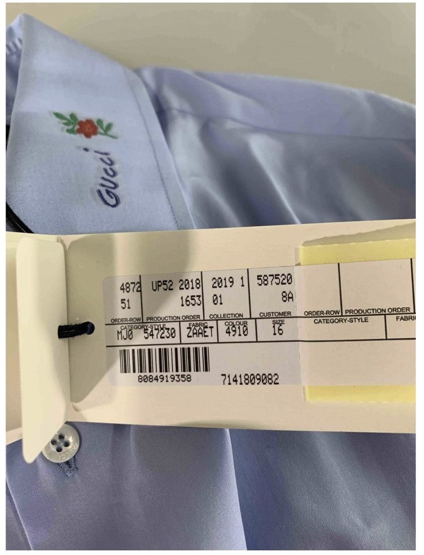 Gucci Gucci Blue Poplin GG Embroider Collar Slim Fit Shirt 16 NWT Size US L / EU 52-54 / 3 - 15 Thumbnail
