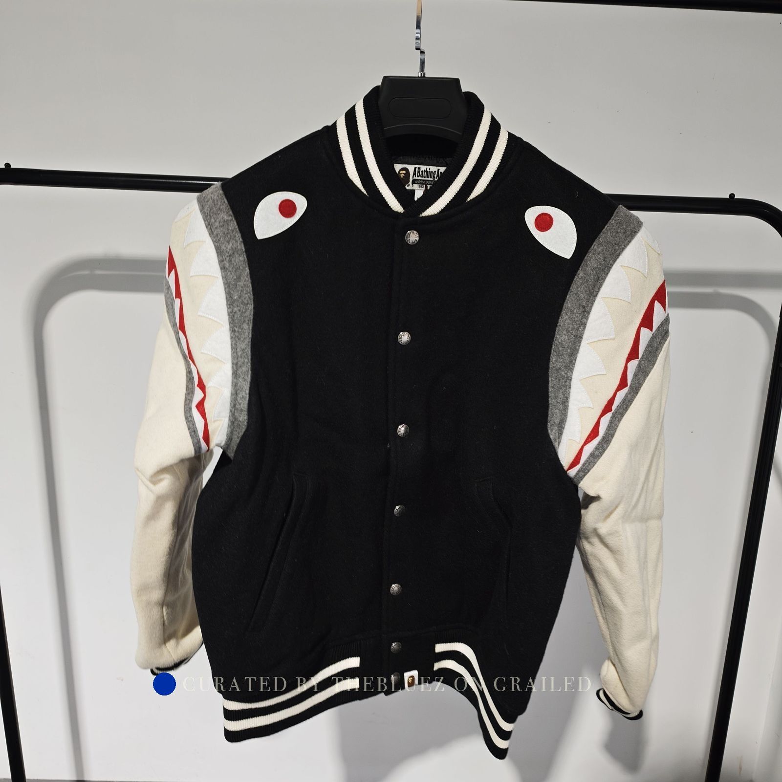 Bape Black Shark Sleeve Varsity Jacket XL Size US XL / EU 56 / 4 - 1 Preview