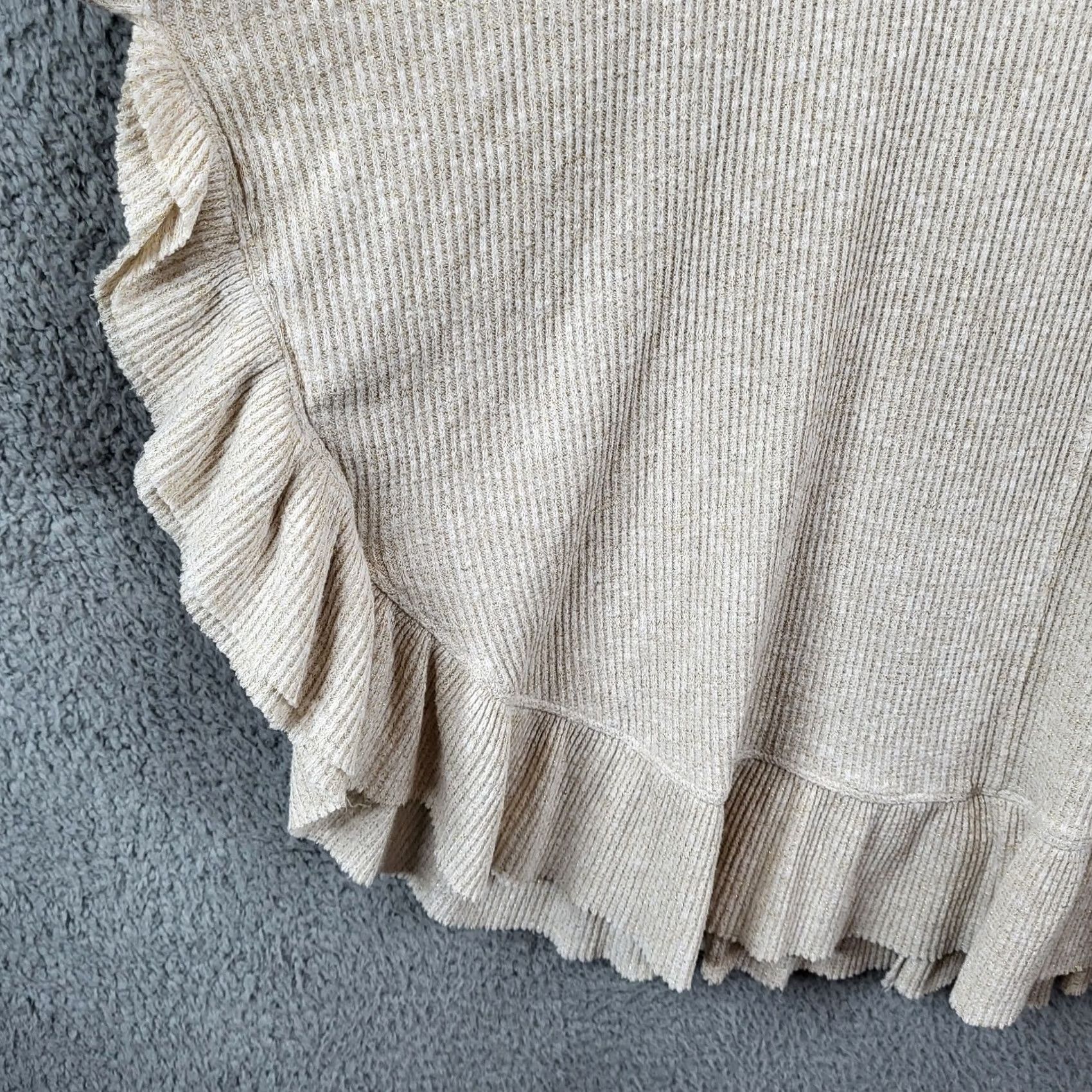 Anthropologie Anthroplogie Postmark Orley Cowl Neck Ruffle Metallic Knit Top Size M/L Ivory Cardigan Womens Size M / US 6-8 / IT 42-44 - 6 Thumbnail