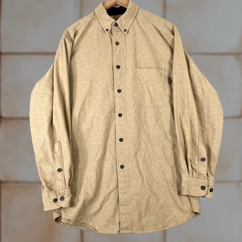 Vintage Woolrich Chamois Shirt Mens L Tan Heavy Cotton Flannel Button Down Workwear Shirt Size US L / EU 52-54 / 3 - 1 Thumbnail