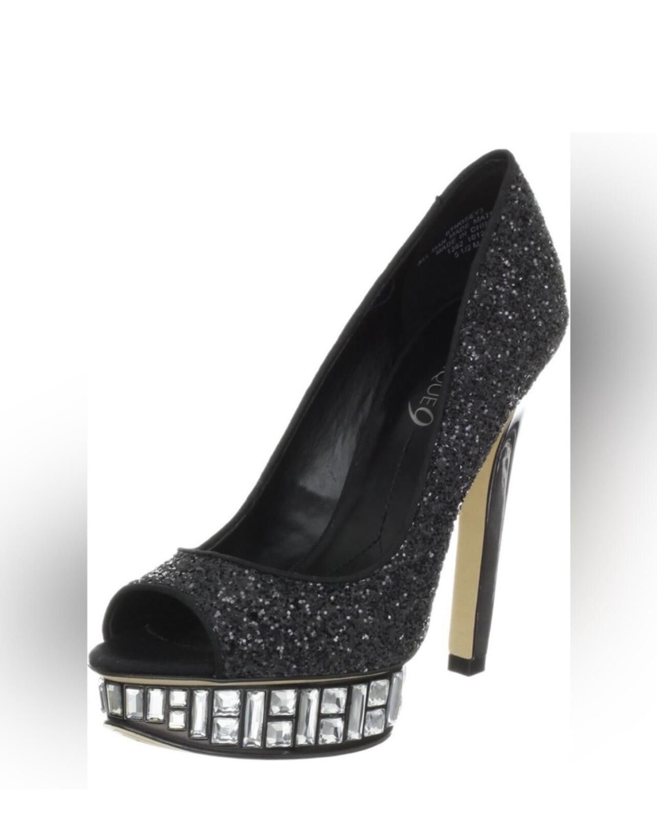 Other Boutique 9 Black Glitter Platform Peep Toe Pumps, Size 7.5 Size US 7.5 / IT 37.5 - 2 Thumbnail