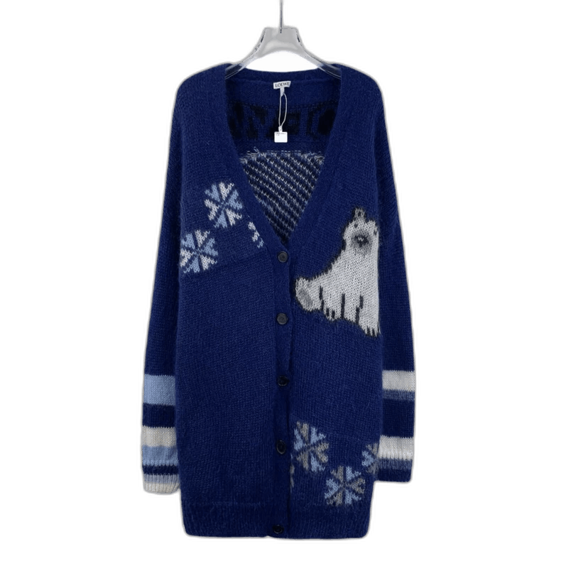 Loewe Navy Blue Snowflake Patterned Knit Cardigan Size S / US 4 / IT 40 - 1 Thumbnail