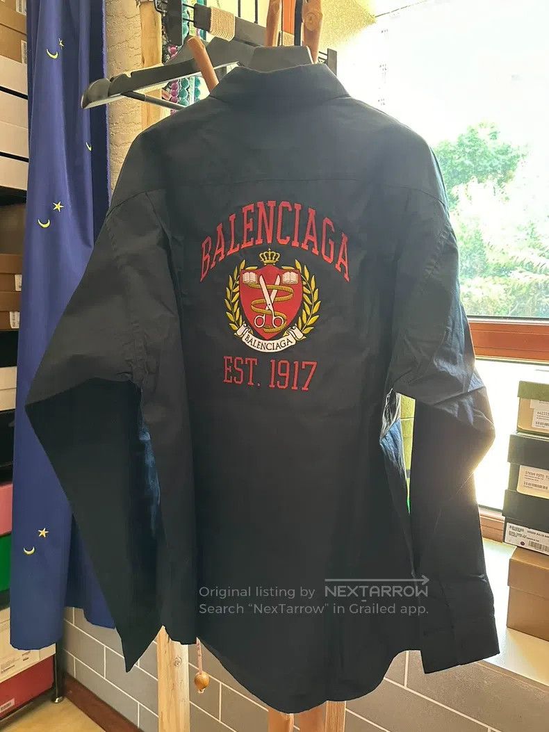 Balenciaga Balenciaga Embroidered Wheat Logo Long Sleeve Shirt Jacket Size XS / US 0-2 / IT 36-38 - 4 Thumbnail