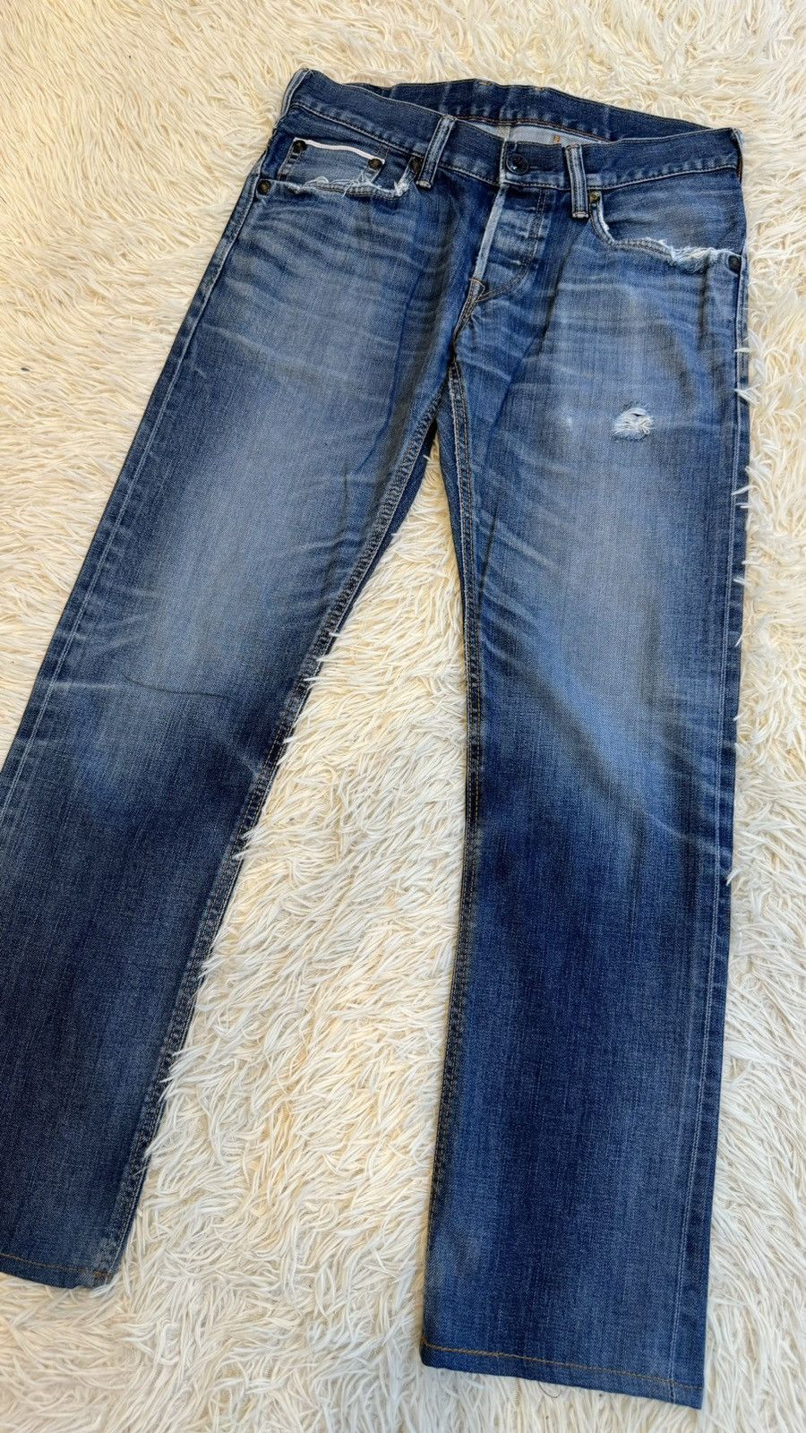 Edwin Offer‼️Edwin Buckle Back Selvedge Distressed Denim (24-195) Size US 31 - 3 Thumbnail