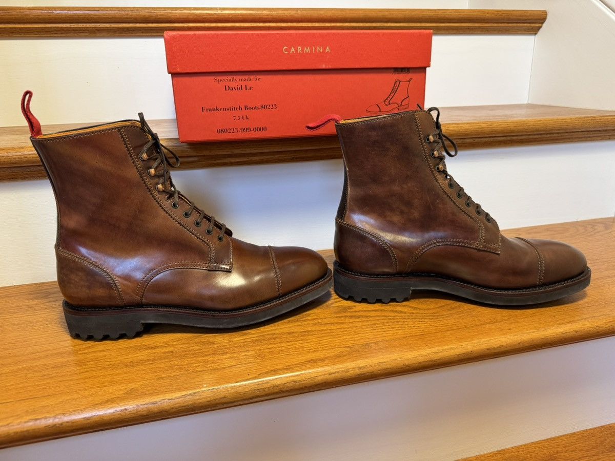 Carmina Carmina Custom Cordovan Frankenstitch Work Boots - Burgundy Size US 8.5 / EU 41-42 - 5 Thumbnail