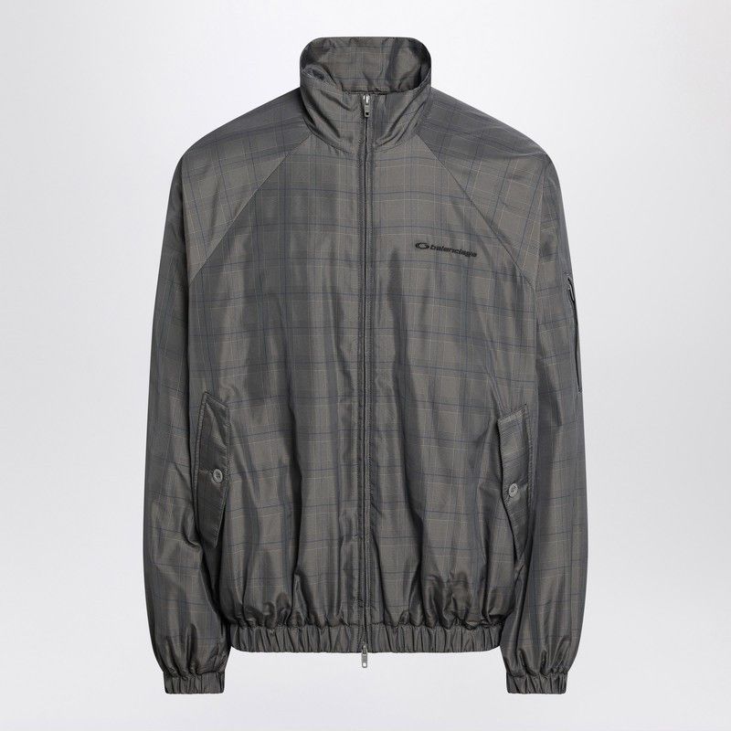 Balenciaga Grey/Blue Nylon Zip-Up Jacket
