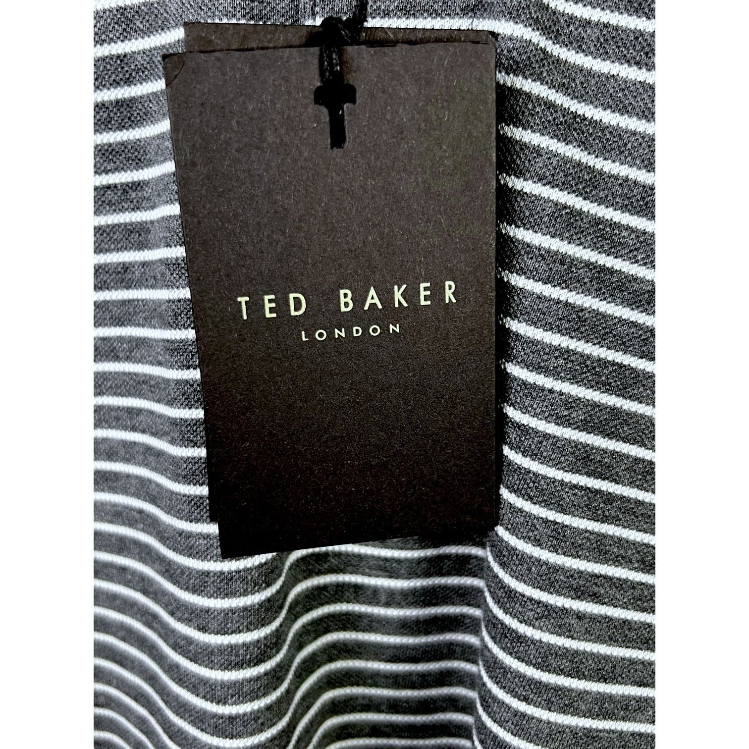 Ted Baker NWT Men's Ted Baker Gray Striped Polo 6 (US XXL) $145 Retail Size US XXL / EU 58 / 5 - 2 Thumbnail