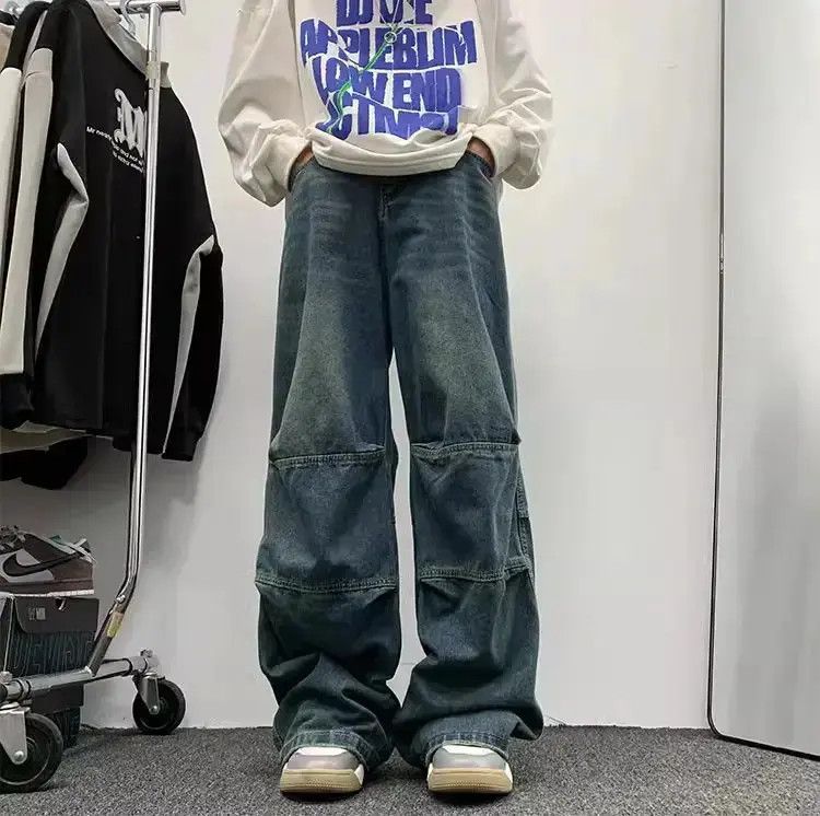 Japanese Brand Spliced washed casual straight leg jeans Size US 32 / EU 48 - 1 Thumbnail