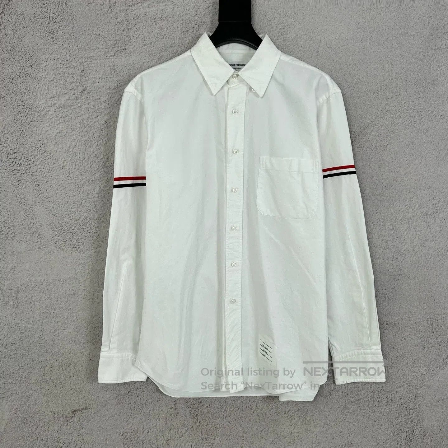 Thom Browne Thom Browne Striped arm ornament; white Oxford cloth long- Size US XL / EU 56 / 4 - 1 Thumbnail