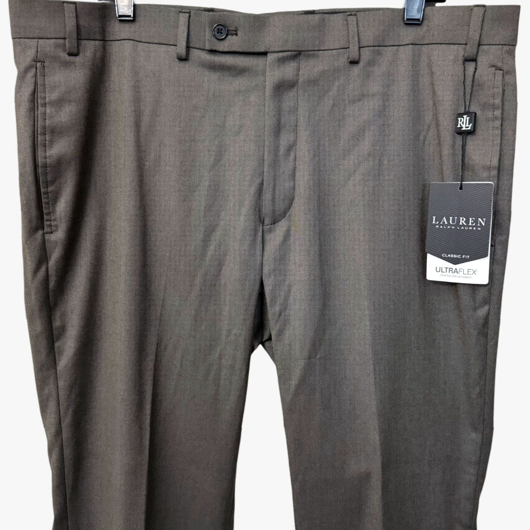 Lauren Ralph Lauren Dress Pants Gray 38X30 Classic-Fit UltraFlex NEW Mens