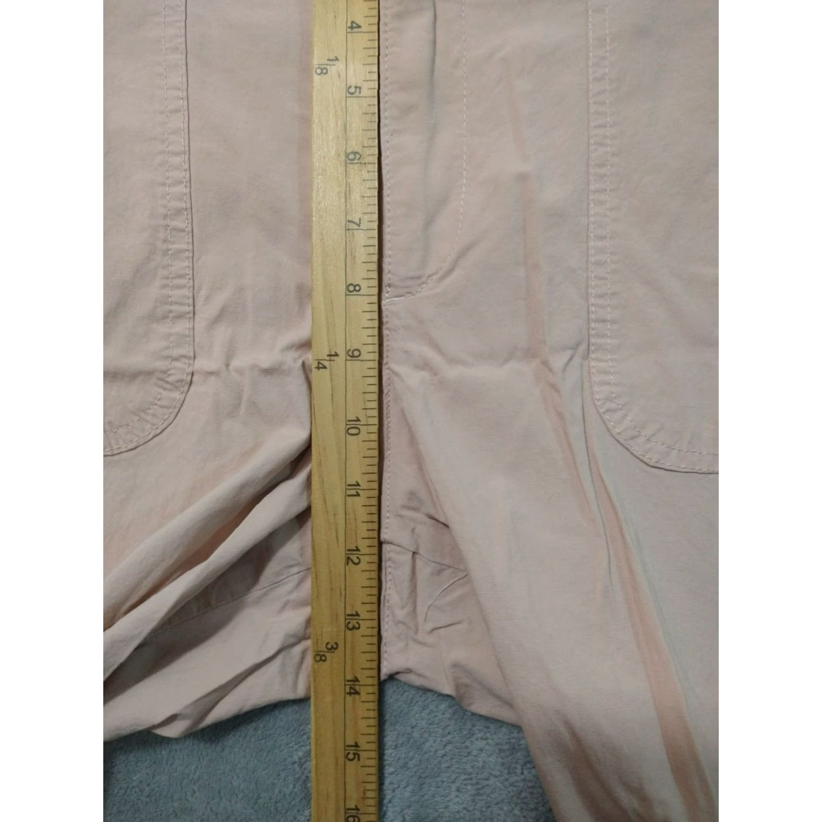 Vintage Democracy Pants Womens 16 Beige Cargo Utility High Rise Straight 26 in Inseam Twill Cotton Rayon Spandex City Casual Travel Mens Womens Girls Boys Size 38" / US 16 / IT 52 - 4 Thumbnail