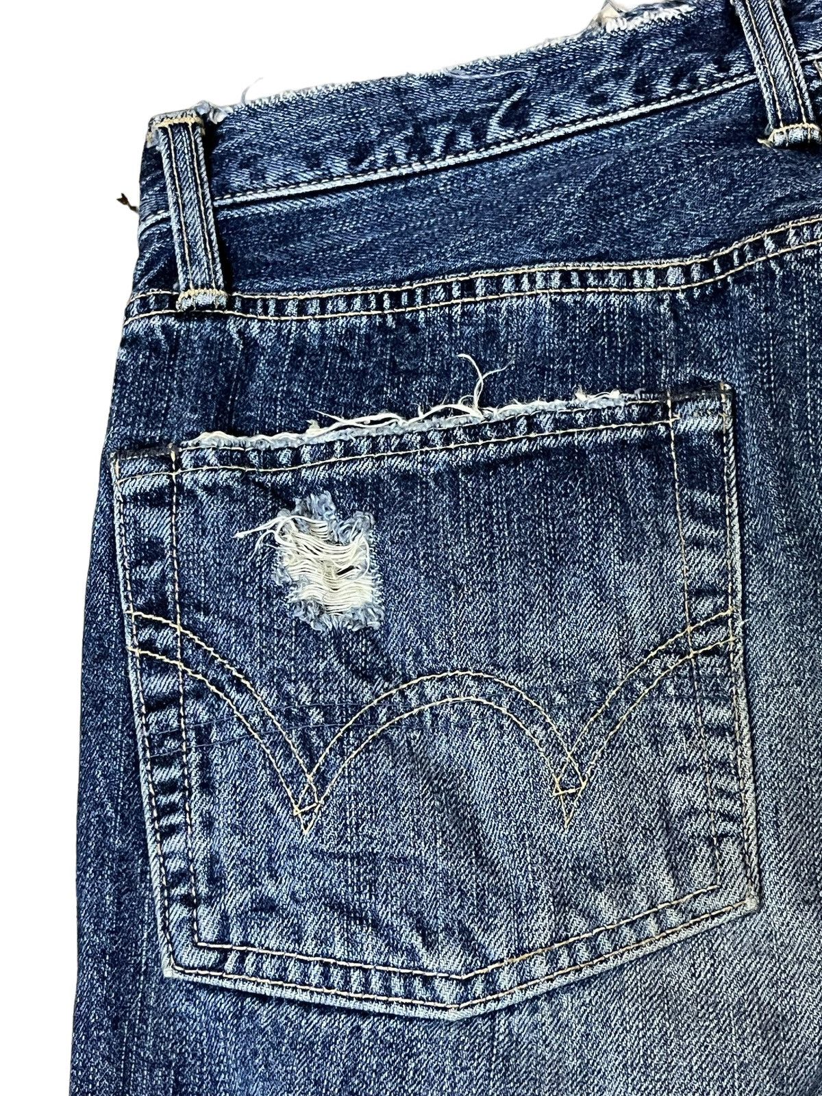 Edwin SICK🔥VINTAGE EDWIN 505s DISTRESSED SELVEDGE 3 QUARTER JEANS Size US 32 / EU 48 - 8 Thumbnail