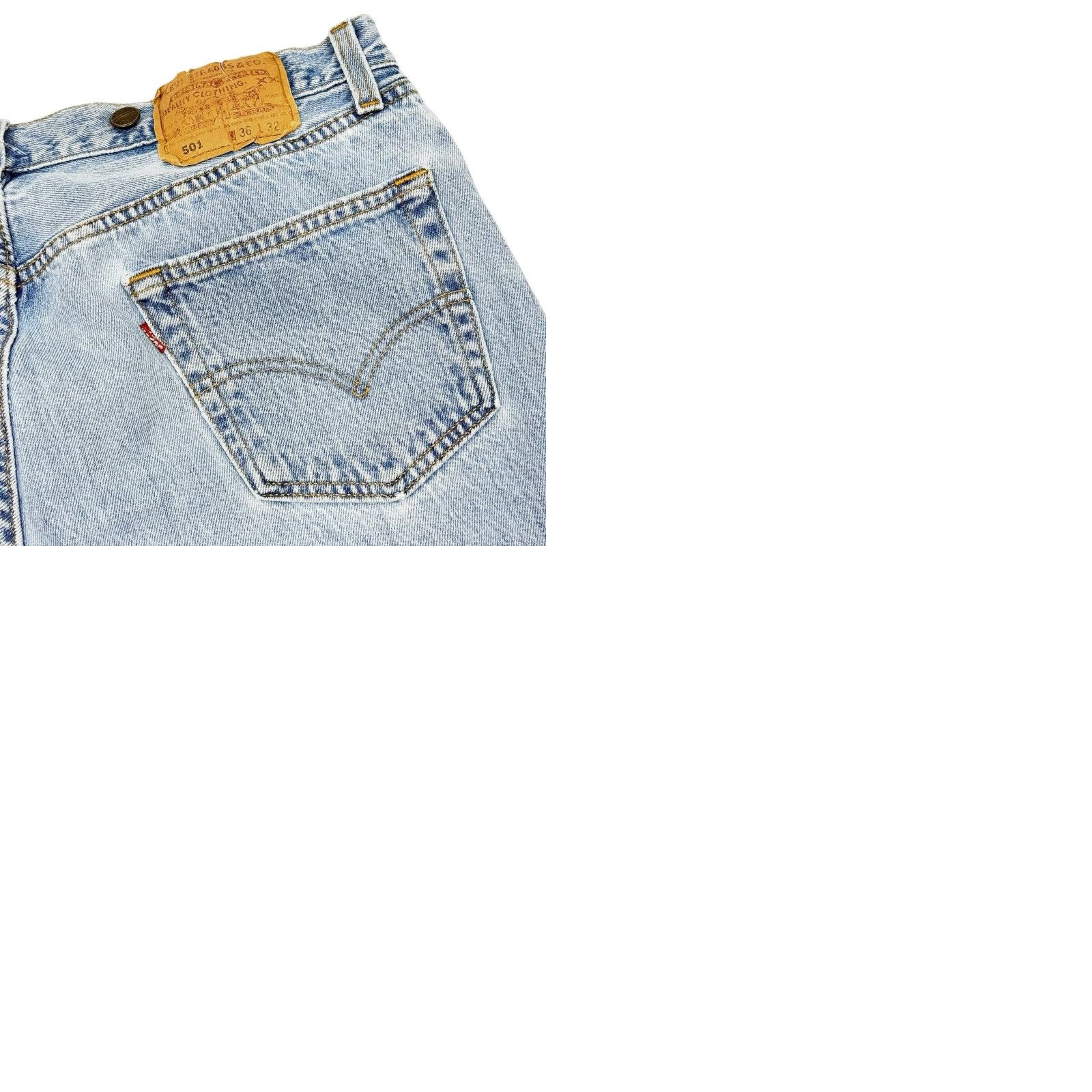 Levi's VINTAGE Levi’s 501 Jeans Denim Denim Light Wash 501 Series USA 36 X 32 Men Regular Blue 5-Pocket Button Closure Logo Accessories Size US 36 / EU 52 - 9 Thumbnail