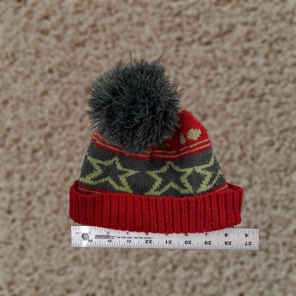 Vintage Red Green Polka Dot Knit Beanie Hat One Size Casual Ski Men Size ONE SIZE - 1 Thumbnail