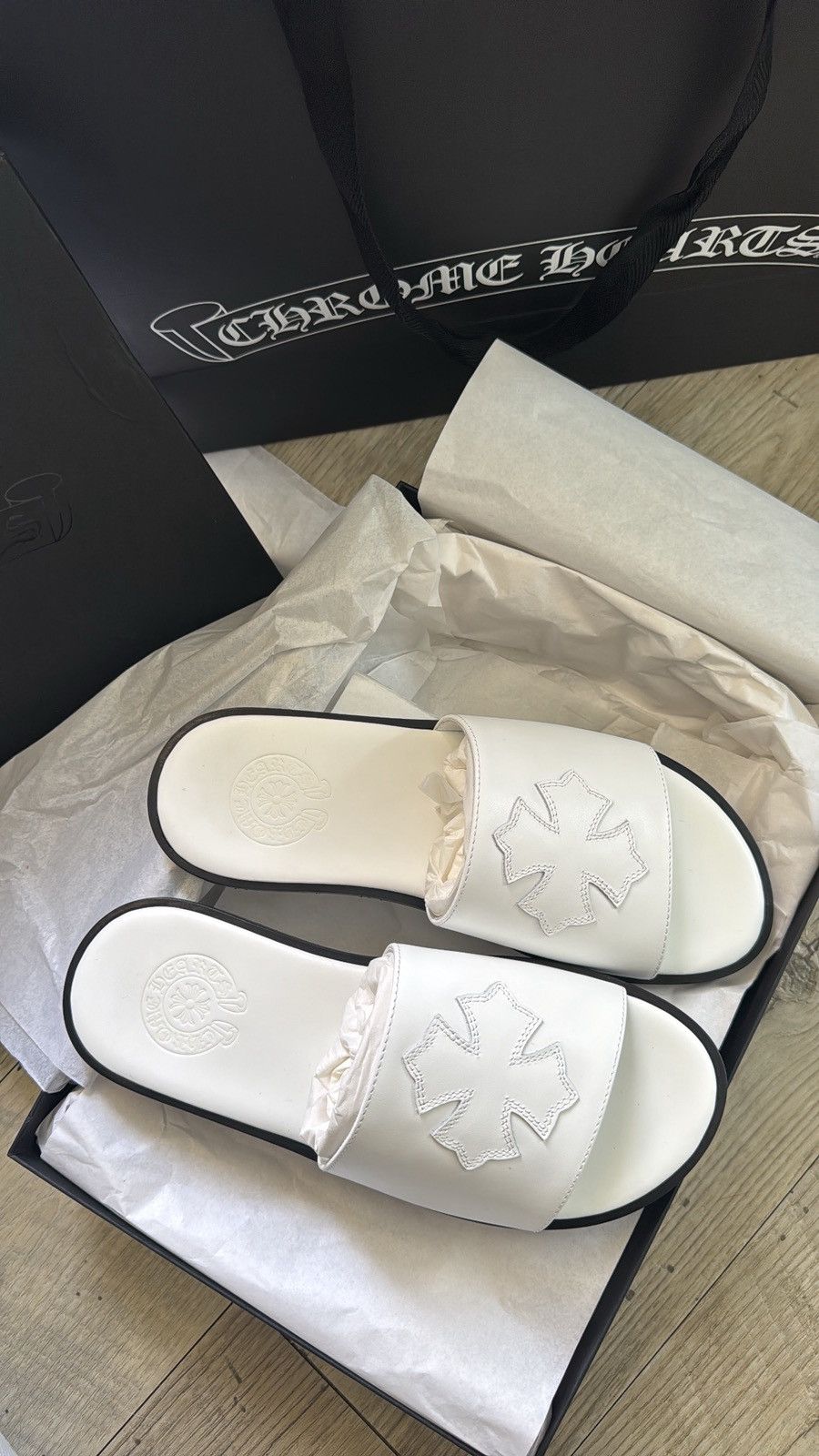 Chrome Hearts Authentic Chrome hearts white leather slides Size US 9 / IT 39 - 3 Thumbnail