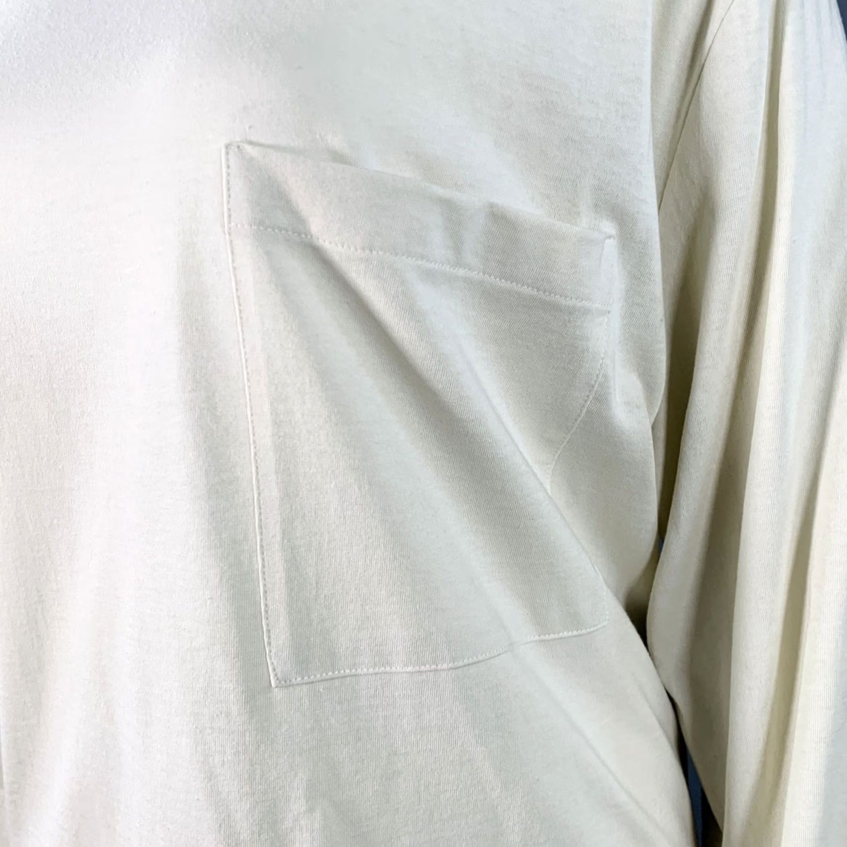 The Row THE ROW Size L Beige Cotton Oversized One Pocket Scoop Neck Pullover Size L / US 10 / IT 46 - 2 Thumbnail