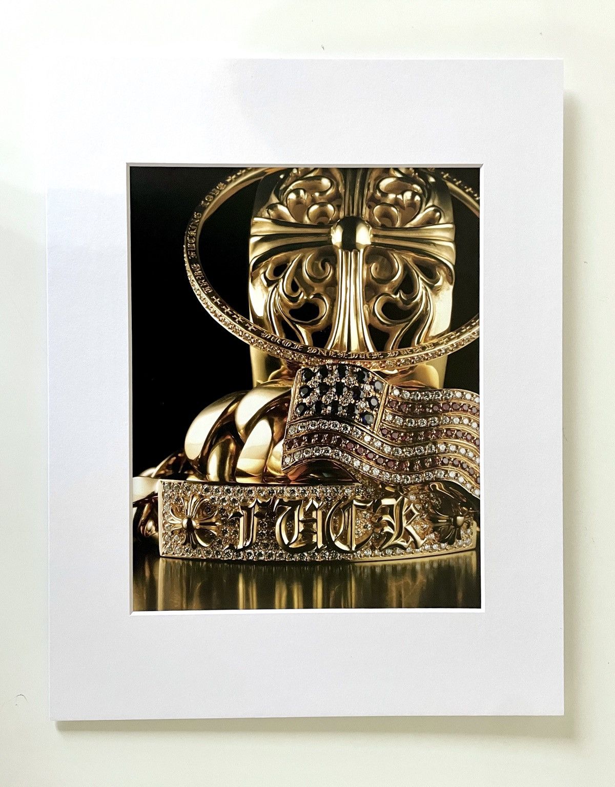Chrome Hearts Chrome Hearts 11x14 gold jewelry Matted Frame cutout poster Size ONE SIZE - 1 Thumbnail