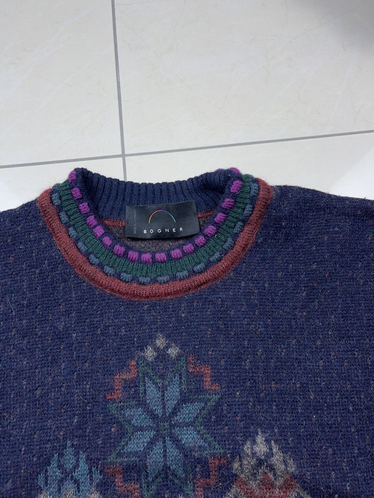 Bogner × Vintage ➕ vintage 80s Bogner mohair sweater crazy pattern old money Size US L / EU 52-54 / 3 - 3 Thumbnail