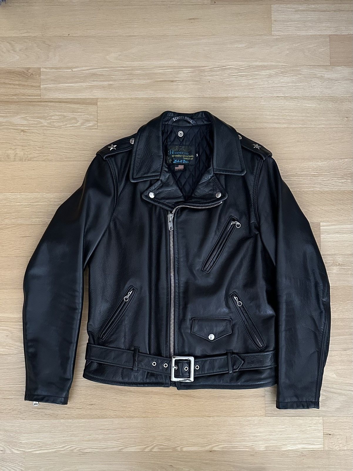 Schott 519 Pebbled Cowhide 'One Star' Perfecto Motorcycle Jacket Size US M / EU 48-50 / 2 - 6 Thumbnail