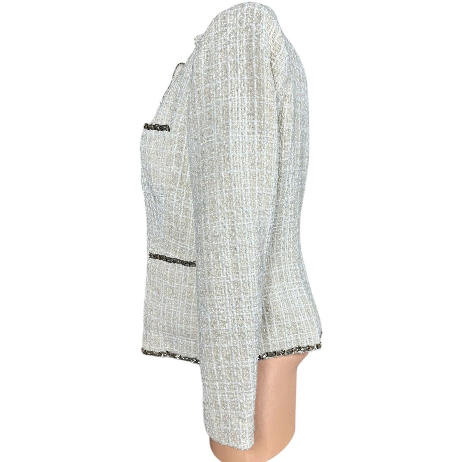 Rachel Zoe Womens Luxe Rachel Zoe Boucle Jacket with Beaded Trim RLZ 12 Size XL / US 12-14 / IT 48-50 - 6 Thumbnail