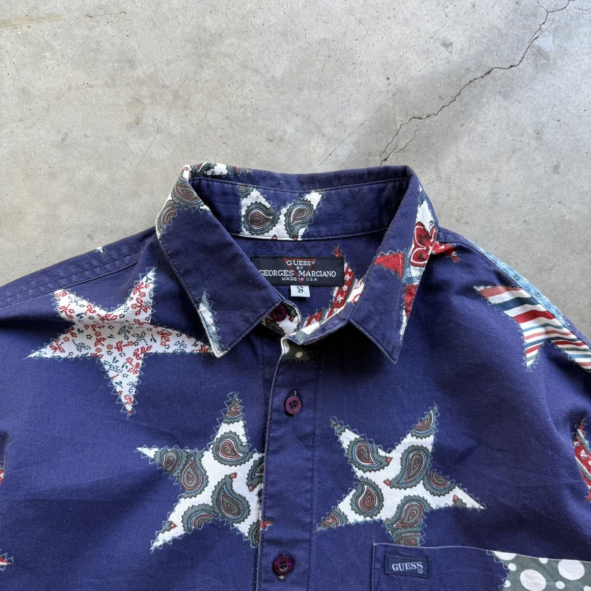 Guess Vintage Guess Made in USA Star Patch Shirt Size US M / EU 48-50 / 2 - 2 Thumbnail