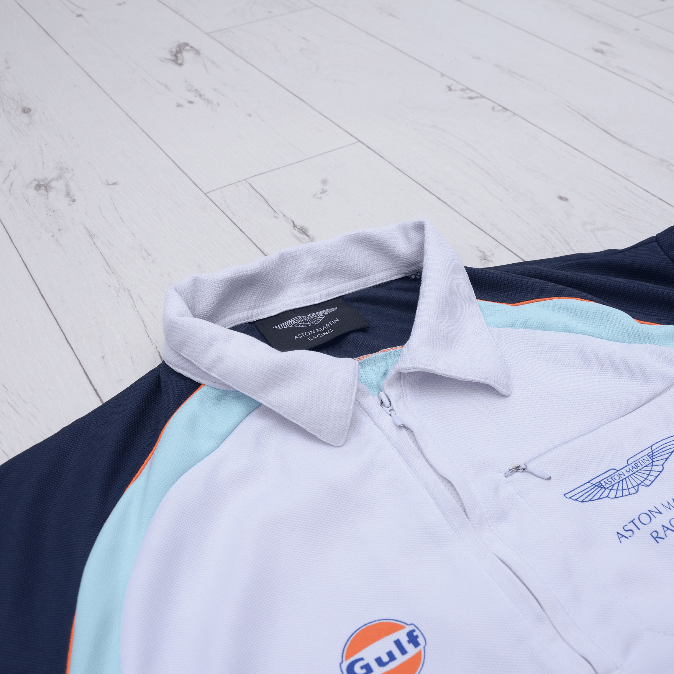 Vintage Aston Martin Racing Team Polo T-Shirt Gulf Rare Vintage XL-L Size US XL / EU 56 / 4 - 8 Thumbnail
