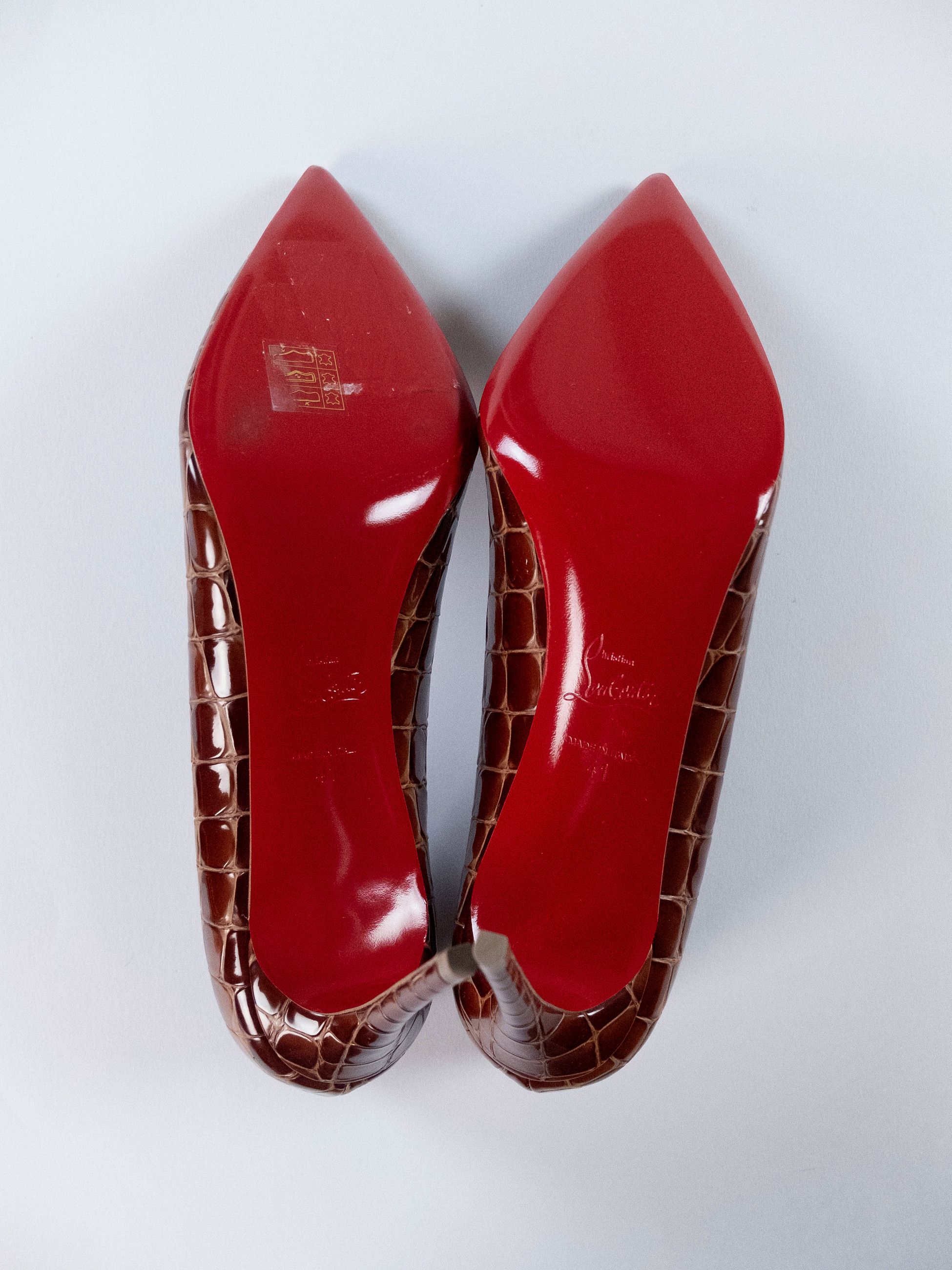 Christian Louboutin CHRISTIAN LOUBOUTIN Kate brown alligator embossed pumps 11 Size US 11 / IT 41 - 9 Thumbnail